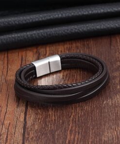 Vracelet cuir marron homme