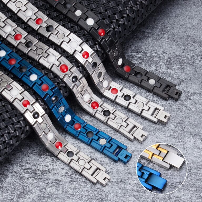 Bracelet magnétique coloré en acier inoxydable argenté Bracelet magnétique coloré en acier inoxydable argenté