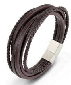 Vracelet cuir marron homme