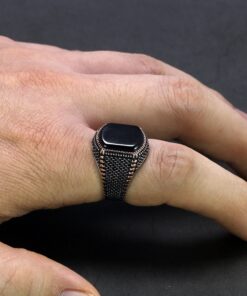 Bague argent onyx homme