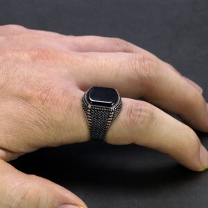 Bague argent onyx homme