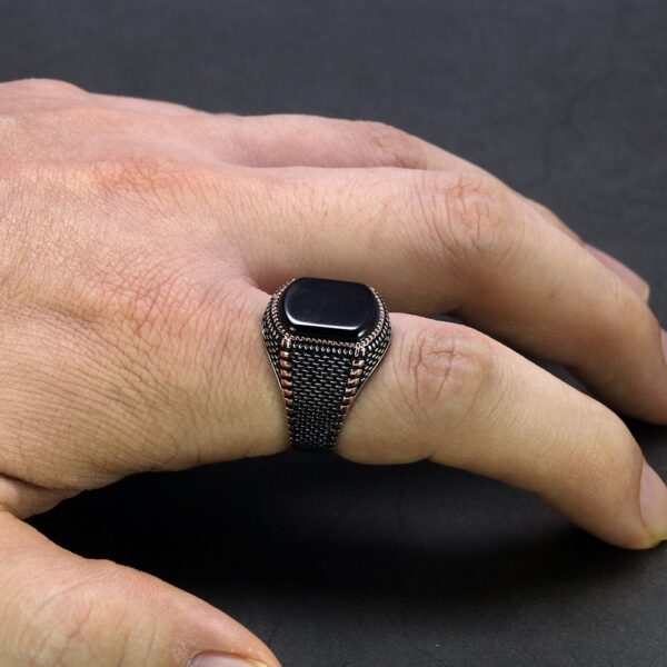 Bague argent onyx homme