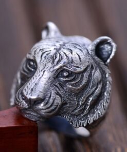 Bague tete de tigre argent