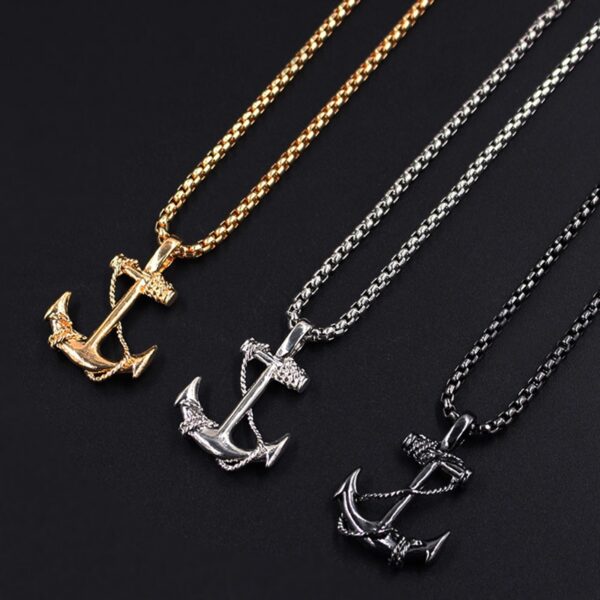 Collier ancre marine homme