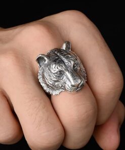 Bague tete de tigre argent
