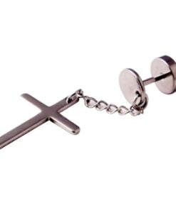 Boucle d'oreille homme croix