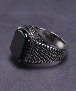 Bague argent onyx homme