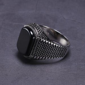 Bague argent onyx homme