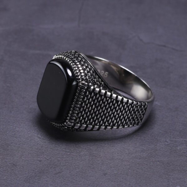 Bague argent onyx homme
