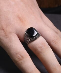 Bague argent onyx homme