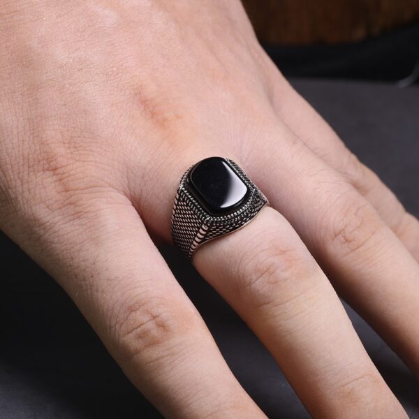 Bague argent onyx homme