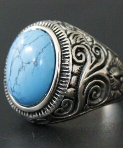 Bague homme pierre bleu