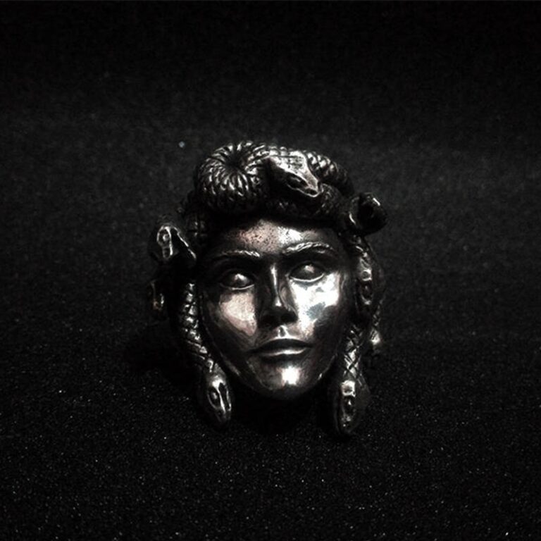Broche Méduse Mythologie - Acier Bronze Doré, Bijou Femme Original