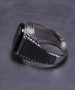 Bague argent onyx homme