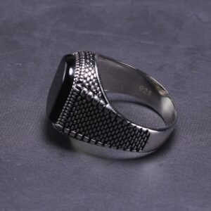 Bague argent onyx homme