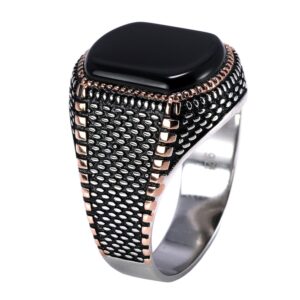 Bague argent onyx homme