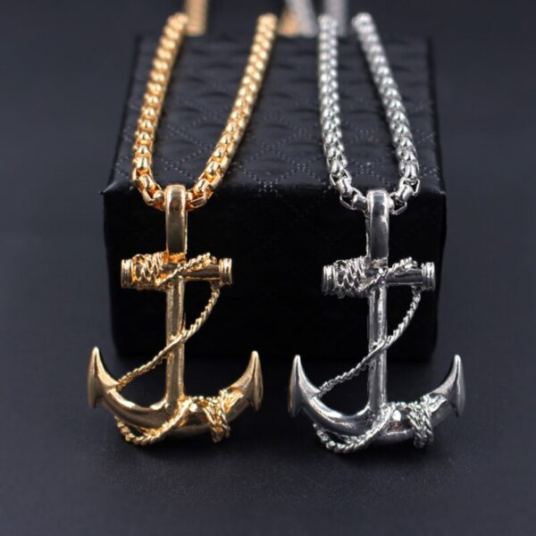 Collier ancre marine homme