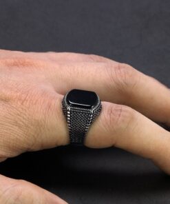 Bague argent onyx homme