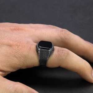 Bague argent onyx homme