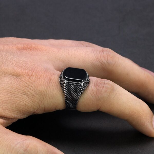 Bague argent onyx homme