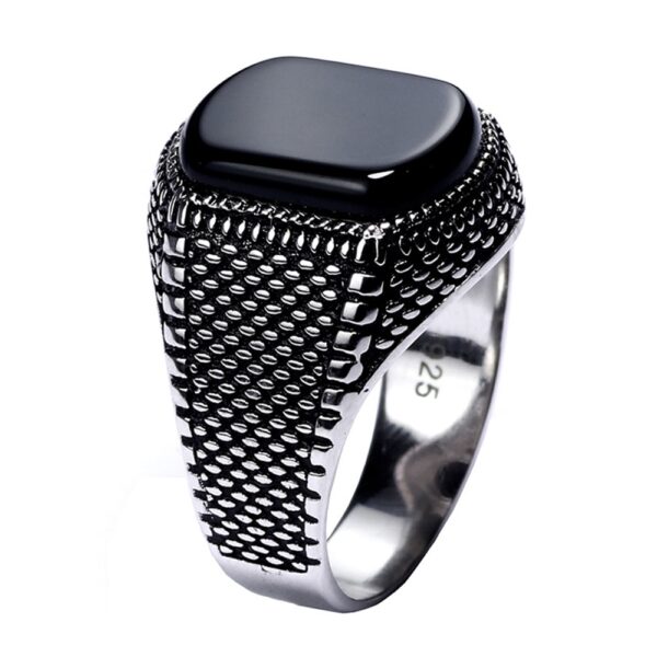 Bague argent onyx homme