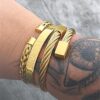 bracelet homme acier or