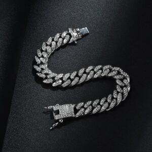 Bracelet homme diamant couleur argent