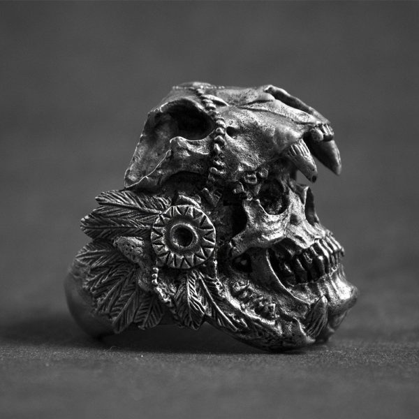 Bague avec crane d'indien