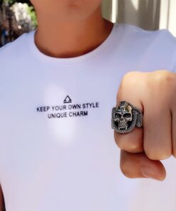Bague avec tete de mort argent 925