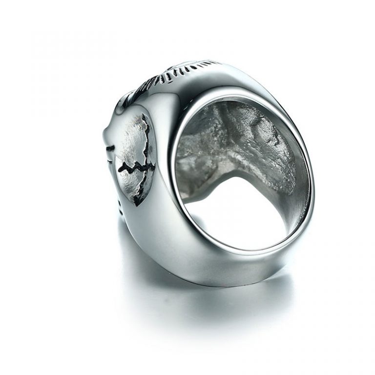 Set Bagues Gothique Homme VELESAY Bague Homme Acier Inoxydable Bagues Chevaliere Tête De Mort Bagues Vintage Gothique Skull Bague Retro Rock Skull Anneaux Bague Homme Crâne Bague Bijoux US7 Bagues Crâne Lion