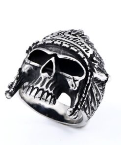 Bague avec tete de mort indien argent