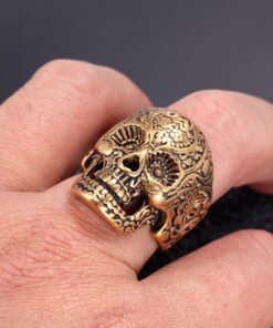 Bague crane mexicain doré