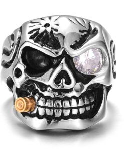 Bague de tete de mort avec cigare