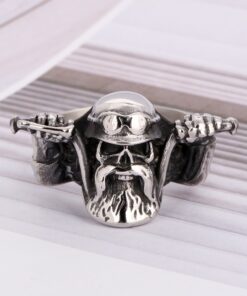 Bague skull harley davidson motard