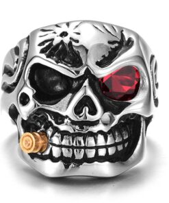 Bague tete de mort avec cigare