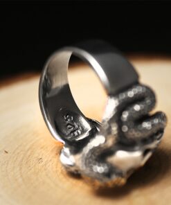 Bague tete de mort et serpent argent 925