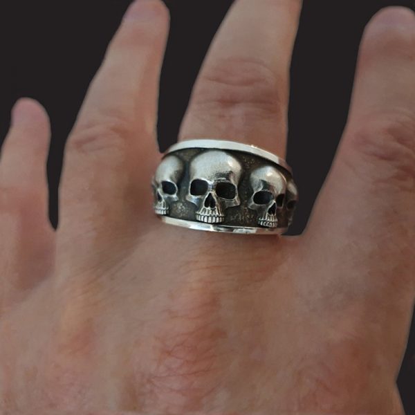 Bague Homme Tête De Mort Acier Inoxydable 316L - Style Punk Gothique Vintage Skull, Bague Crâne Rock Retro