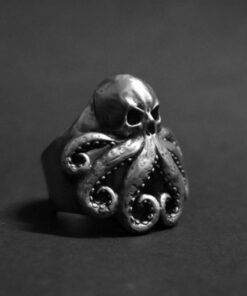 Bague tete de mort pirate pieuvre