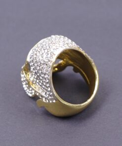 Bague tete de mort strass brillant