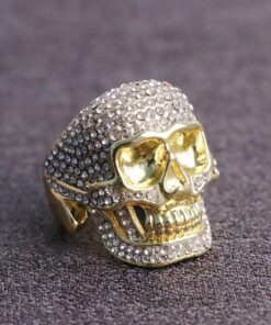 Bague tete de mort strass hip hop