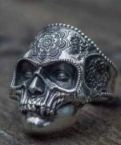 Bague tête de mort style mexicaine
