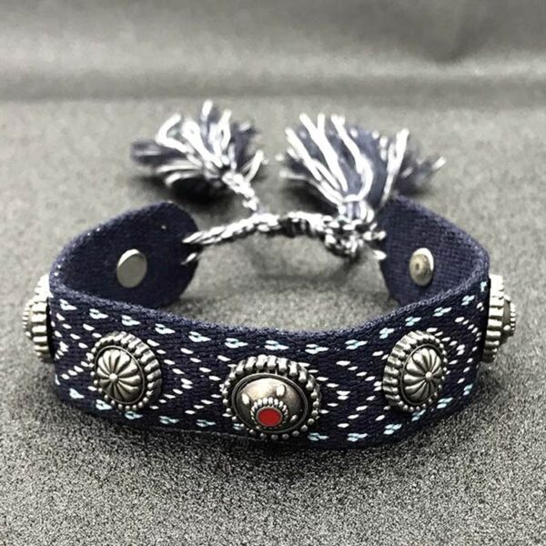 Bracelet brésilien motif indien bleu