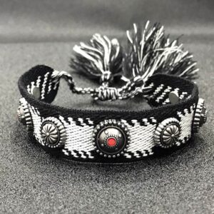 Bracelet brésilien motif indien noir et blanc
