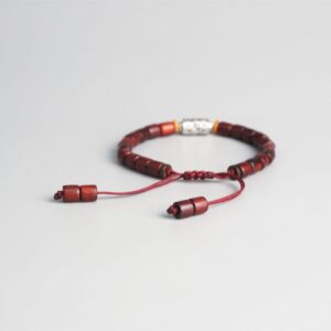 Bracelet tibétain bois nuance rouge