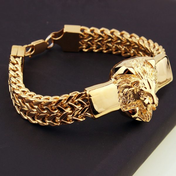 Bracelet tete de lion or
