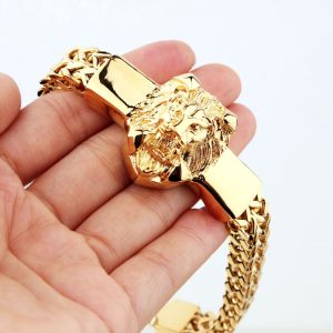 Bracelet tete de lion couleur or