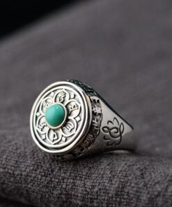 Bague argent lotus turquoise