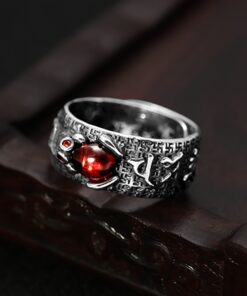 Bague argent tibetaine pierre rouge