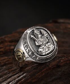 Bague avec bouddha argent véritable