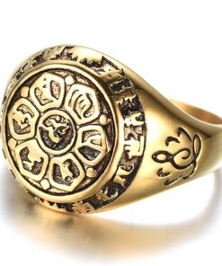 Bague avec fleur de lotus de couleur or